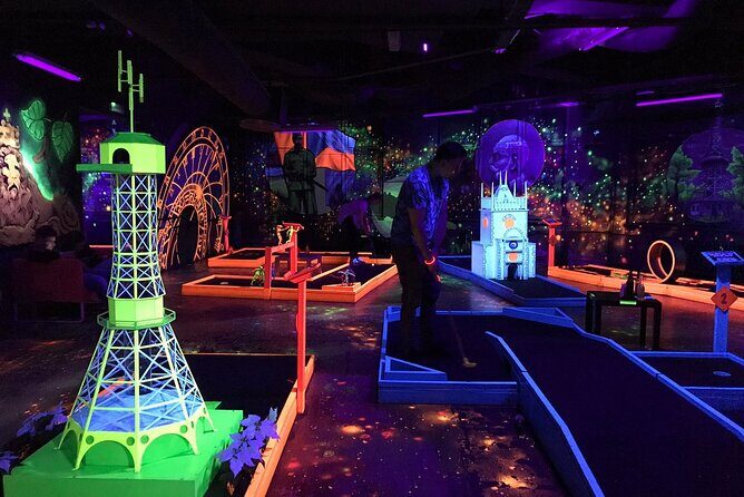 Prague Black Light Mini Golf Admission Ticket - Food, Drinks, and Staying Put in the Middle of the Day