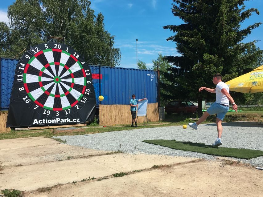 Prague : Giant Foot Darts and Giant Beer Pong Game - Giant Beer Pong: Football Ball, Big Barrels, and Extra Drinks
