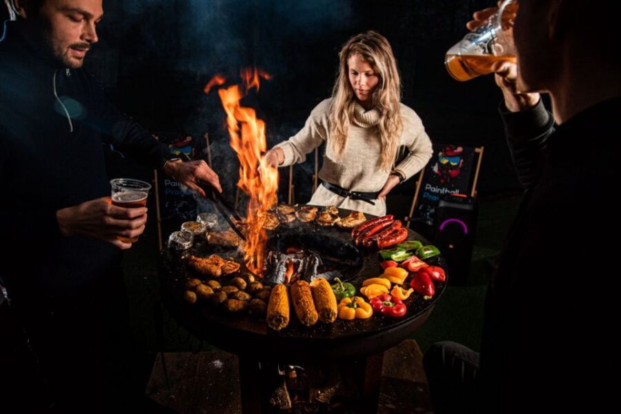 Prague: Giant Football Darts Game with Round of Beers & BBQ - The BBQ session: 400 grams per person, grilled with your friends