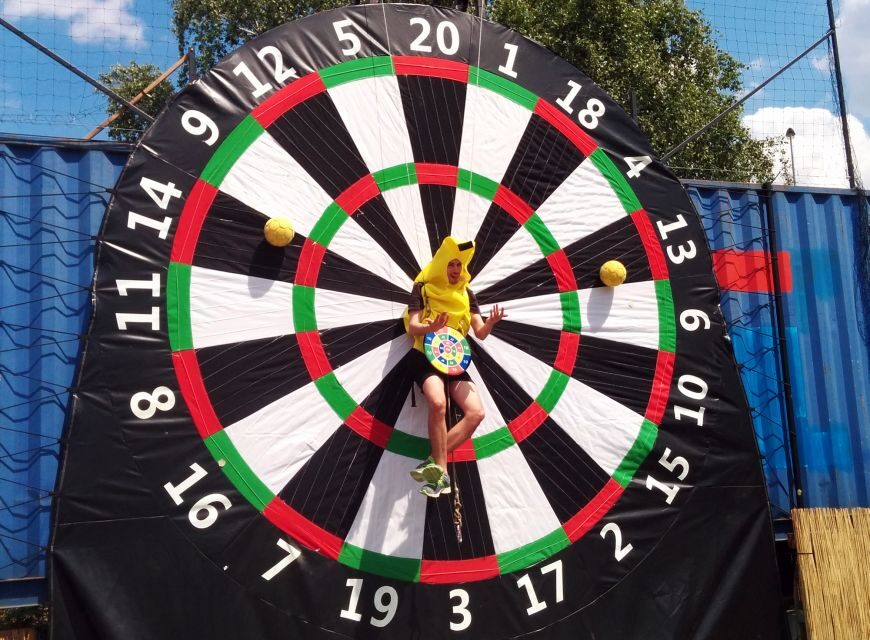 Prague: Giant Football Darts Game with Round of Beers & BBQ - Weather reality in Prague: tents and alternate games