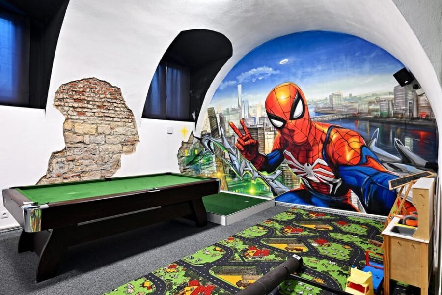 Prague: Mazemania Miniature Golf Experience - The game-inspired stations: chess, bowling alley, pool table, and friends