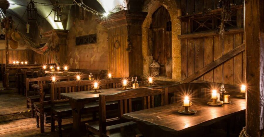 Prague: Medieval Dinner with Transfers - Getting seated in a medieval cellar show