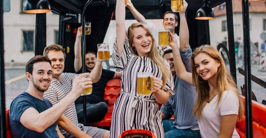 Prague: Party Beer Bus - Prague Castle area: big landmark energy, short walk time