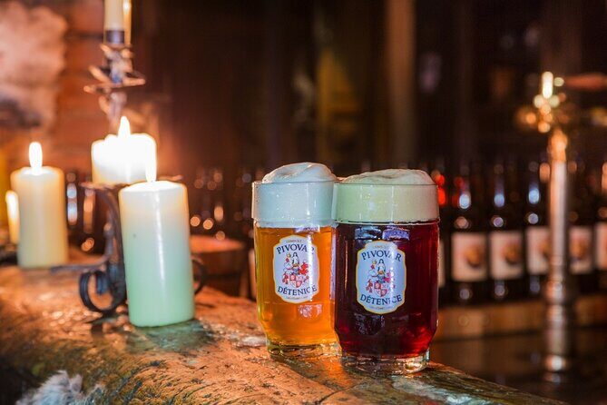 Prague to Detenice Medieval Castle, Brewery and Dinner Experience - The medieval tavern feast: unlimited beer, Moravian wine, and big live performances