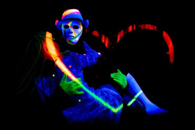 Underground Black Light Theatre Interactive Show in Prague - A Non-Verbal Love Story With Film, Music, and Black Light